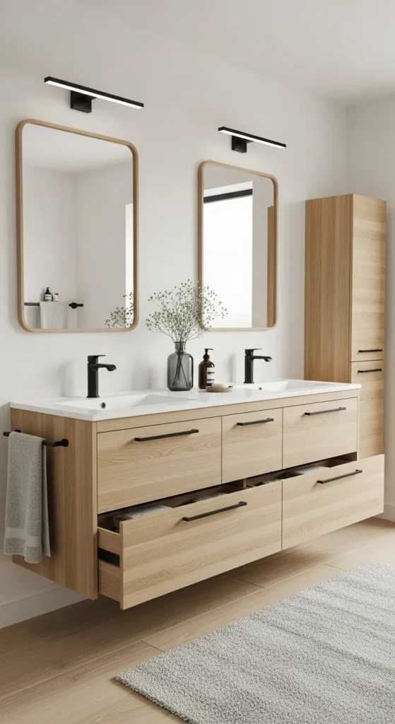 Long Floating White Oak Vanity