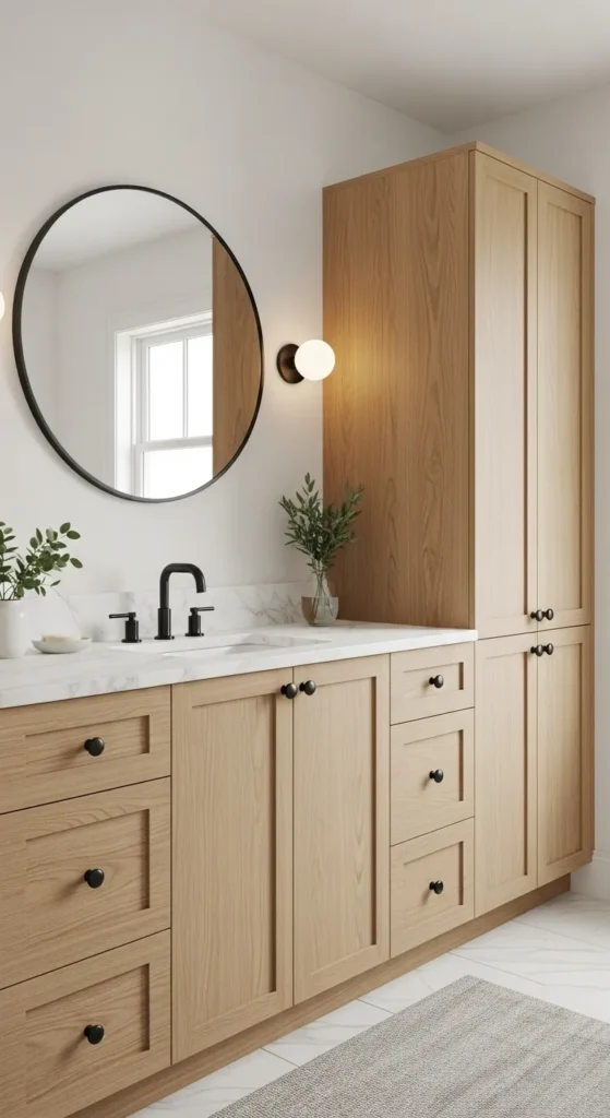 Minimalist White Oak Vanity With Clean Lines