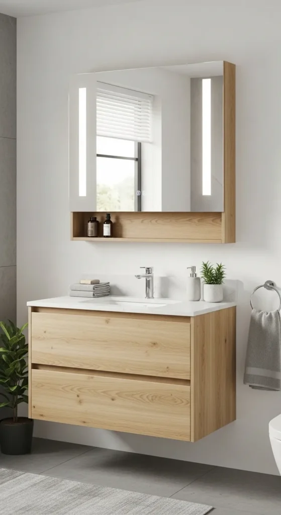 42 Inch Vanity With Built-In Mirror Storage