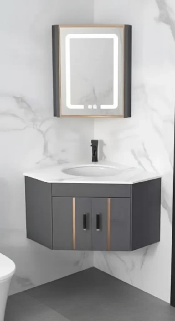 Corner 42 Inch Vanity for Tight Spaces