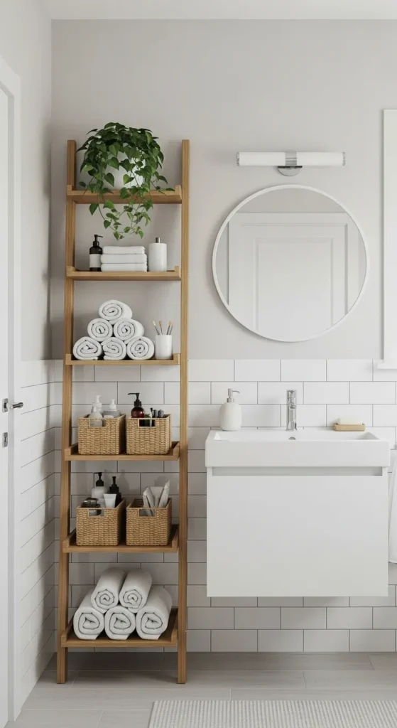 Use a Ladder Shelf for Towels