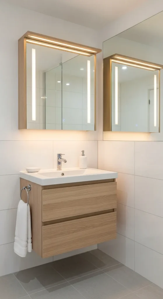 18 Inch Vanity with Mirrored Cabinet