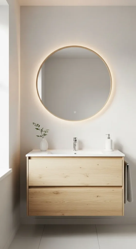 Scandinavian-Style Vanity in Light Oak Finish