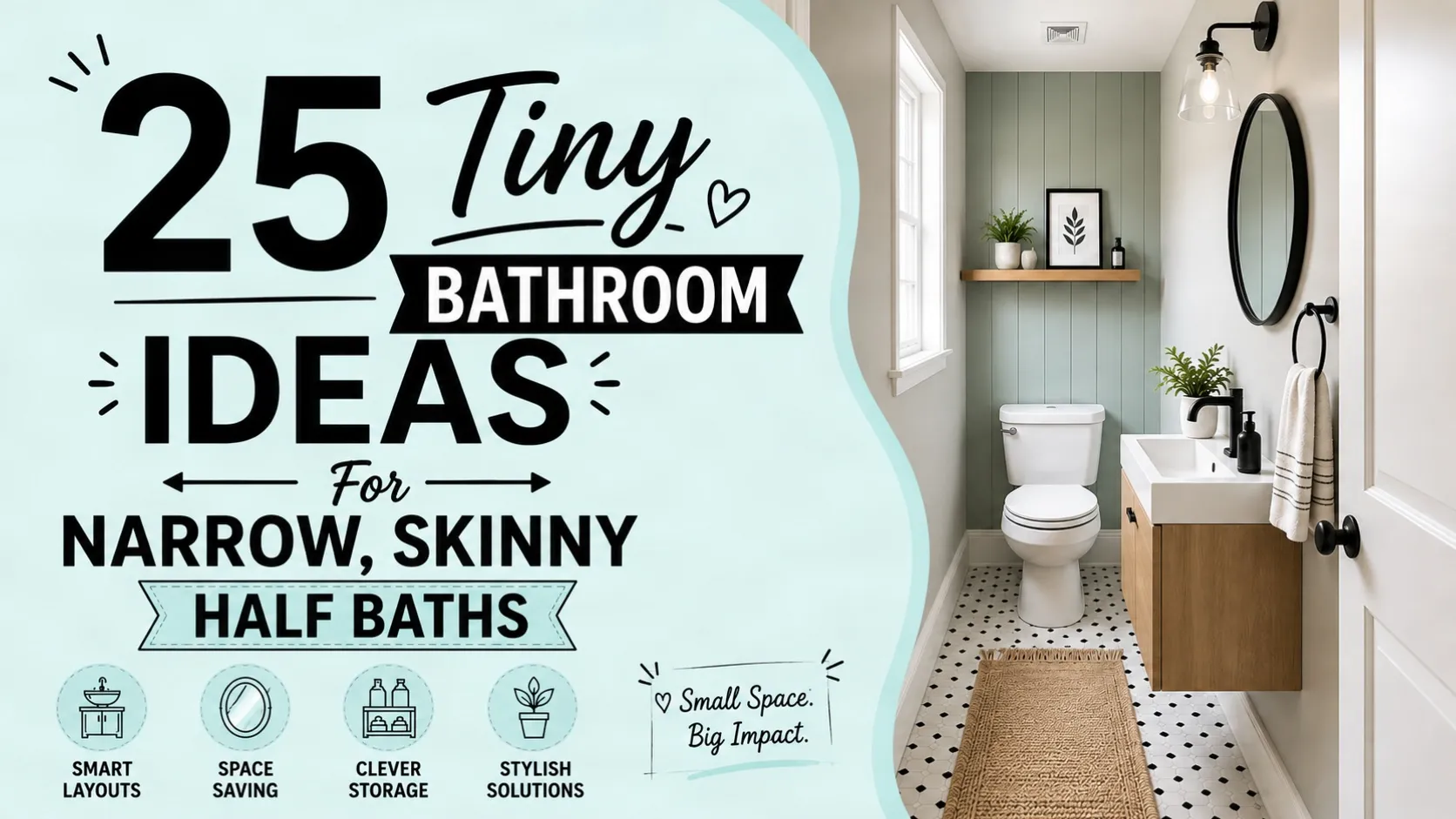 25 Tiny Bathroom Ideas For Narrow, Skinny Half Baths (2)